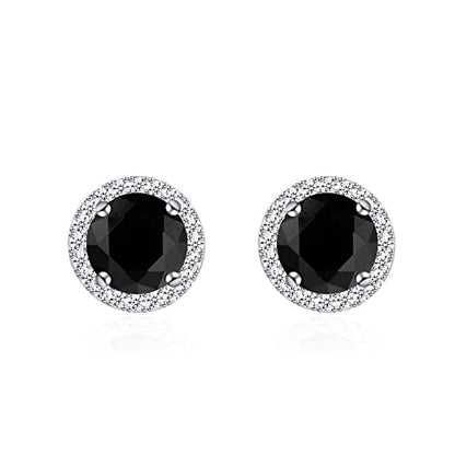 YOQUCOL Bright 8MM,10MM Cubic Zirconia Crystal Stud Earrings Round Pierced Earrings For Women - color: 10MM-Black