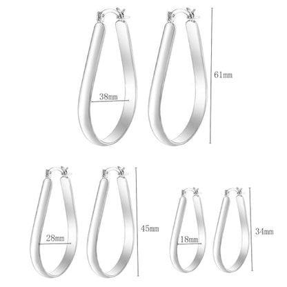 Oval Hoop Earrings 4.8mm Wide Large Chunky Lightweight Big Hoop Earrings 18K Gold Plated Minimalist Jewelry for Women 20/30/40mm - color: Gold-38mm Inner Diameter