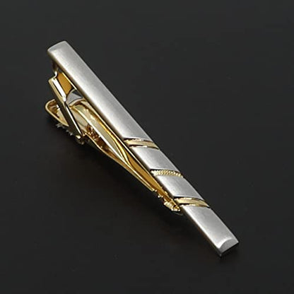 Classic Silver And Gold Bi-tone Plating Tie Clips With Gift Box Men Fashion Tie bar - style: Stripe BS
