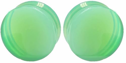 Mint Green Opalite Glass Ear Plug gauges (8mm- 0 gauge) - size: 8 mm (0 gauge)
