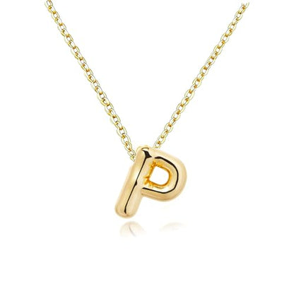 Gold Initial Necklace for Teen Girls Women Letter necklaces Jewelry Gifts | Gifts for Girls Women, Teen Girl Gifts Trendy Stuff, Bubble Letter Pendant Necklace - style: P