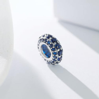 KEQ 925 Silver Spacer Stopper Bead Charms Clearance for Pandora Bracelets Birthstone CZ Always Stopper Birthday Gifts for Mom Grandmom Granddaughter Wife Sisters Friends - color: Blue Cz(2 Pcs)