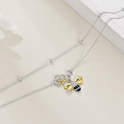 YAFEINI Anklet Bracelets for Women Girls Sterling Silver Hummingbird/Dragonfly/Butterfly Link Chain Anklets Jewelry Gifts - color: Layered bee anklets