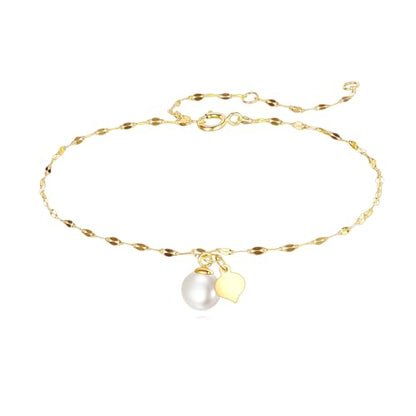 14K Gold Pearl Bracelet for Women,Lip Chain Pearls Link Bracelets Anniversary Christmas Mother’s Day Jewelry Gift for Mom Wife Her - style: style1-white pearl