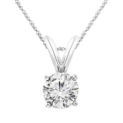 0.5 to 10 Carat 14K White Gold Lab Grown Diamond Solitaire Pendant Necklace, Round Cut Solitaire, 4-Prong Setting, Jewelry for Women (E-F, VS) - color: 14K White Gold, size: 1.75 Carats