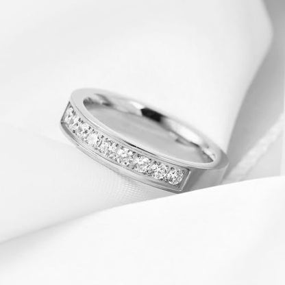 2mm 5mm Tainless Steel Cubic Zirconia Wedding Band Rings For Women,Stackable No Tarnish Fashion Cross Rings Size 4-10 - color: 5mm-Silver