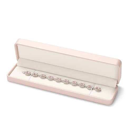 Oirlv Pink Long Necklace Storage Box | Pink Leather Exterior, Soft Interior, Spacious for Long Chains, Elegant Presentation - color: Pink, size: Long Chain Box
