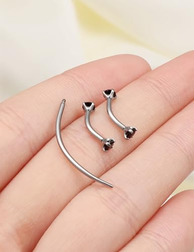 Eyebrow Piercing Jewelry F136 Titanium Internally & externally Threaded Curved Barbell Vertical Labret Lip Jewelry Ear Rook Navel Belly Button Ring Women Men 20g 18g 16g 6mm/8mm/10mm/12mm - color: 8mm F136 titanium Eyebrow Rings 16G Black