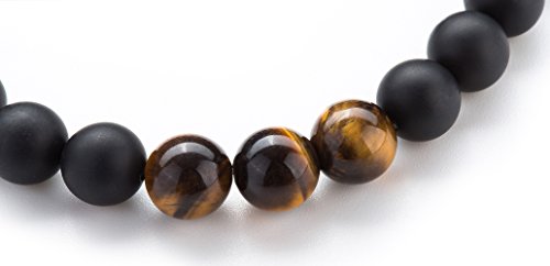 Men Women 8mm Tiger Eye Stone Beads Bracelet - color: Matte Tiger Eye-21003