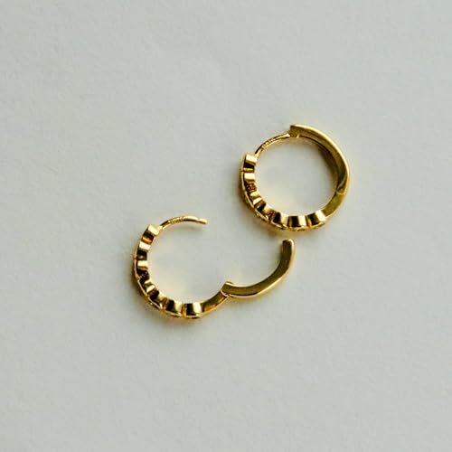 Round Huggie Ear Cuff Gold Earrings for Women | 18K Gold Plated Cubic Zirconia Sparkling | Clip On Cartilage| Simulated Diamond Bezel-Set CZ Huggie Hoop Earrings - color: Huggies - Silver