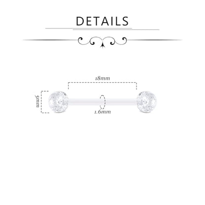 FECTAS 14G Plastic Nipple Rings for Surgery Plastic Tongue Rings Bioflex Flexible Acrylic Piercing Retainer 5 Pairs 14/16/18mm - style: style2-18mm