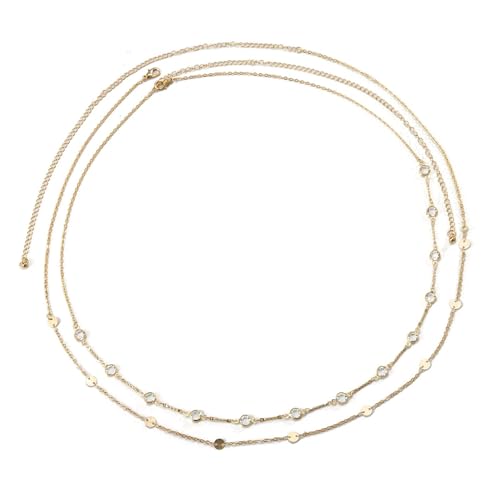 Sexy Multi-Layered Waist Chain Bikini Bead Belly Chain Summer Sequin Waist Chain Beach Crystal Waist Body Chain for Women - color: White