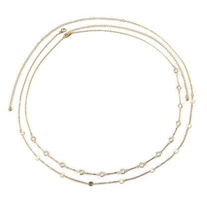Sexy Multi-Layered Waist Chain Bikini Bead Belly Chain Summer Sequin Waist Chain Beach Crystal Waist Body Chain for Women - color: White