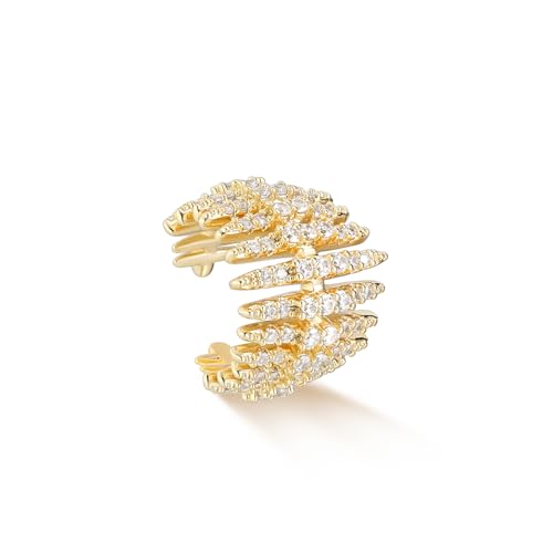 MYEARS Women Ear Cuff Earrings Gold Non Pierced Cartilage Clip on Open Wrap Hoop 14K Gold Plated Simple Hypoallergenic Everyday Jewelry - style: Fishbone