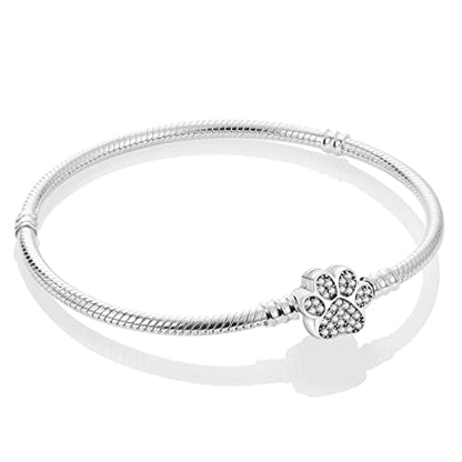 MULA 925 Sterling Silver Snake Chain Charm Bracelet Butterfly Sunflower Heart with 5A Cubic Zirconia Bracelets for Women - color: Pet Palm, size: 7.5in (fit wrist size 6.3in )