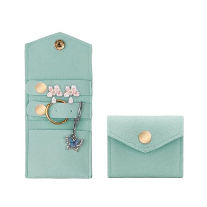 Mini Travel Jewelry Roll Bag with Buckle, Portable Foldable Travel Jewelry Case, Microfiber Small Jewelry Bags for Rings, Earrings, Necklaces (Mint Green) - color: Mint Green