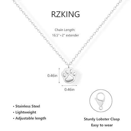 RZKING Silvery Necklace for Women, Gifts for Friend Mom Daughter Teacher - style: Paw Print