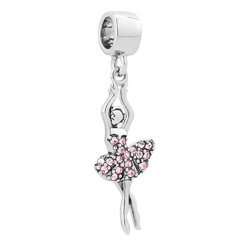 Birthstones Ballet Dancer Dangle Charm fits Pandora Charms Bracelets Gift for Daughter Granddaughter Women Sister Birthday - style: Green Birthstones