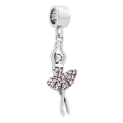 Birthstones Ballet Dancer Dangle Charm fits Pandora Charms Bracelets Gift for Daughter Granddaughter Women Sister Birthday - style: Green Birthstones