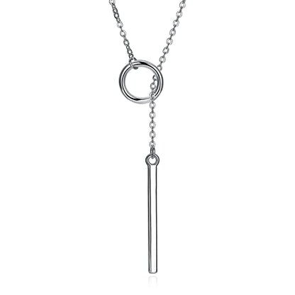 925 Sterling Silver Necklace for Women Trendy, Charming Layered Necklace with Cubic Zirconia Pendant for Her Womens Dainty Diamond Choker Necklaces Holiday Jewelry Gifts for Mom Wife Daughter Lover - color: Strip&prime Circle-Silver