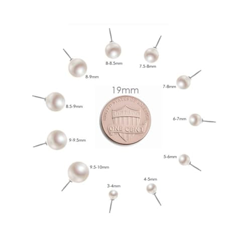 Valentine Gifts for Women Teen Girls Small Pearl Earrings,Handpicked Freshwater Pearl 6~10mm,Sterling Silver Stud Hypoallergenic Earrings For Women