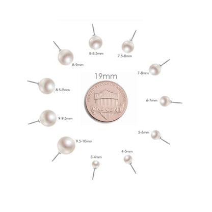Valentine Gifts for Women Teen Girls Small Pearl Earrings,Handpicked Freshwater Pearl 6~10mm,Sterling Silver Stud Hypoallergenic Earrings For Women