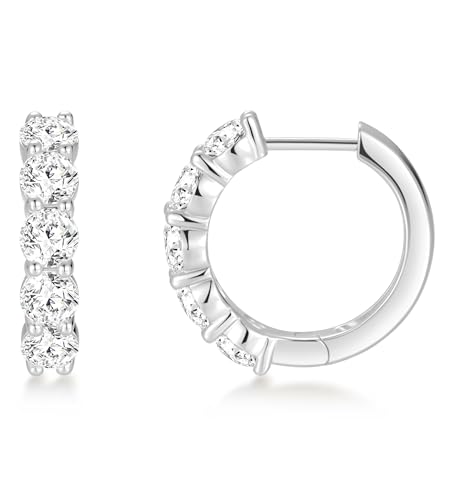 ASHINE 14K Gold Plated 925 Sterling Silver Post Pave Cubic Zirconia Hoop Cuff Huggie Earrings Jewelry for Women Girls - color: White Gold-16mm