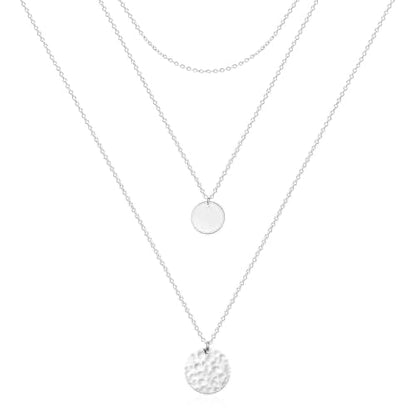 Layered Necklaces for Women - 14K Dainty Gold Plated Layering Chokers Necklaces Set Multilayer Delicate Necklace Trendy Adjustable Long Layered Necklaces for Women - style: 02 White Gold-Plated Disc Necklace