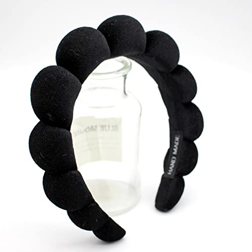 Fashion Headbands for Women Padded Fabric Hair Bands Wide Velvet Non Slip Headband Hair Accessories for Women Girls, Black - color: Black-1
