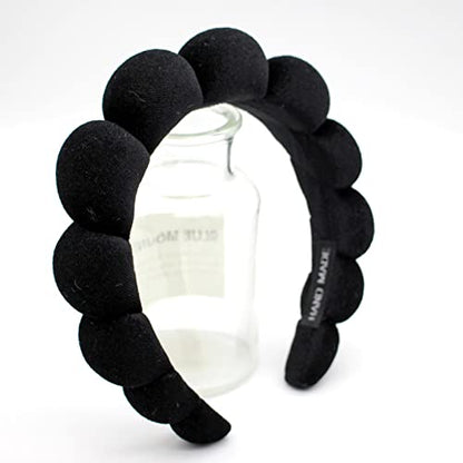 Fashion Headbands for Women Padded Fabric Hair Bands Wide Velvet Non Slip Headband Hair Accessories for Women Girls, Black - color: Black-1