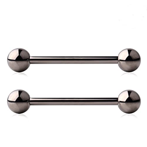 Grade 23 Titanium Externally Threaded Nipple Piercing Jewelry Barbell Ring Tongue Rings Nipple Straight Body Piercing Jewelry for Women Men 14G 16G 12mm 14mm 16mm 19mm - style: 14GA - 3/4" (19mm)