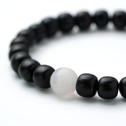 Healing Wooden Bracelet for Women Men Stretch Adjustable Black Beaded Bracelets for Women Friends Sister Spiritual Bracelets for Woman