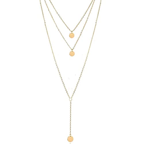 Fashion Layered Long Necklace Coin Pendant Necklace Chain Charm Necklace Jewelry for Women Over 15 years old
