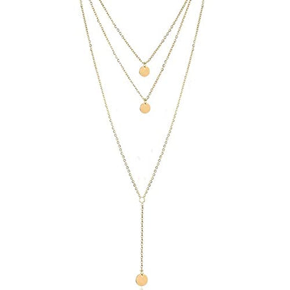 Fashion Layered Long Necklace Coin Pendant Necklace Chain Charm Necklace Jewelry for Women Over 15 years old