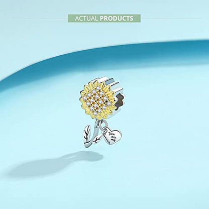 Sunflower Charm Fit for Pandora Charms Bracelet and Necklace You Are My Sunshine Charm Gifts for Women - style: You Are My Sunshine Charm