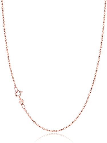 Jewlpire 18k Gold Plated 925 Sterling Silver Chain Necklace for Women, 1.2mm Cable Chain Necklace Super Sturdy & Shiny Women's Chains Necklaces 14/16/17/18/20/22/24 Inches - color: 18K Rose Gold Plated, size: 14 Inch