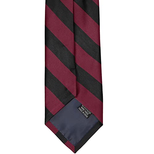 tiemart Men's Striped Tie Standard Length - color: Burgundy and Black