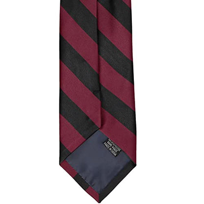 tiemart Men's Striped Tie Standard Length - color: Burgundy and Black