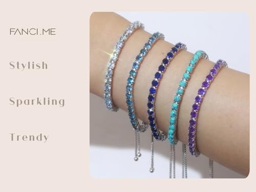 FANCIME Birthstone Bracelet Jewelry for Women Sterling Silver Tennis Bracelet Classic Bolo Adjustable Chain Fine Jewelry Anniversary Birthday Gifts for Women Mom Wife Her - color: 10-Pink Tourmaline