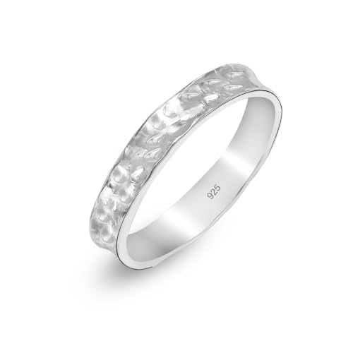 LeCalla 925 Sterling Silver Ring with Hammered Finish | Classic Vintage Hammer Textured Band Rings for Women | Minimalist Handcrafted Hammered Ring(Sizes 6-8No.) - color: Hammered Textured, size: Ring Size-6No.