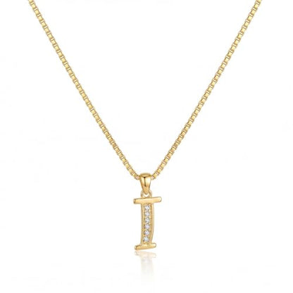 Initial Necklace for Women, 14K Gold Silver Plated Box Chain Letter Pendant, Trendy Name Necklace, Dainty Personalized Charm Jewelry Gift for Her - color: Gold, style: I
