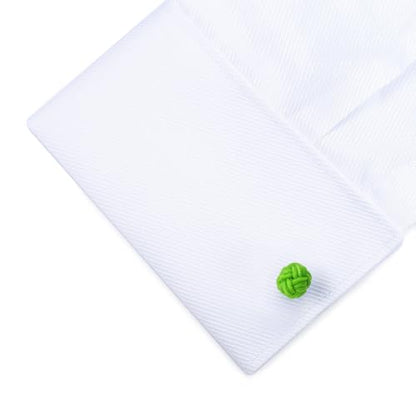 HONEY BEAR Round Silk Knot Elastic Fabric Cufflinks for Men Women 1 Pair | Wedding Business, Tarnish-Resistant, for Groomsmen, Father, Husband, Wife, Anniversary, and Formal Events - style: Bright Green