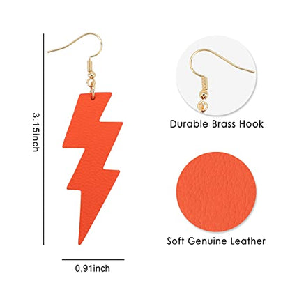 KINIVA Leather Dangle Earrings for Women Trendy, Lightweight Leaf Circle Lightning Earrings Drop, Jewelry Gifts for Women - color: 155 Orange