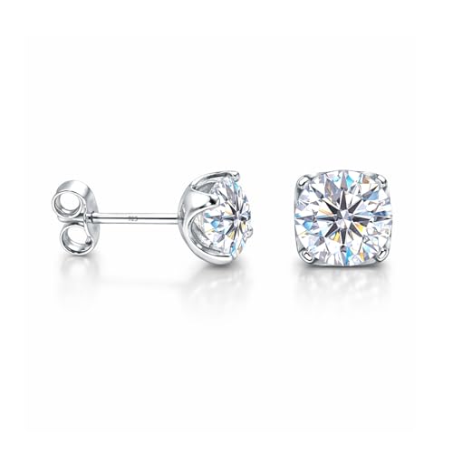 LeCalla 925 Sterling Silver CZ Stud Earrings for Women | Cubic Zirconia Halo & Heart Stud Earring | Rhodium-Plated Silver Jewelry for Her Mom Wife - color: Cubic Zirconia Studs