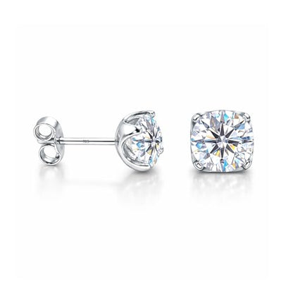 LeCalla 925 Sterling Silver CZ Stud Earrings for Women | Cubic Zirconia Halo & Heart Stud Earring | Rhodium-Plated Silver Jewelry for Her Mom Wife - color: Cubic Zirconia Studs