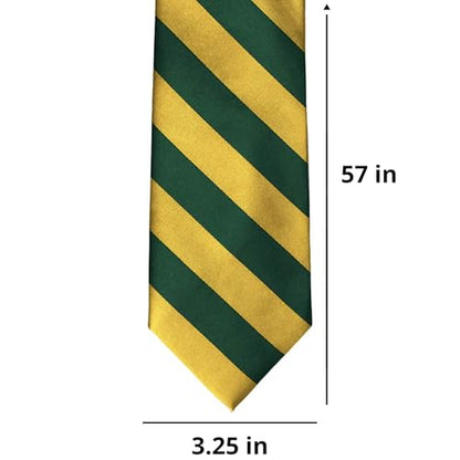 tiemart Men's Striped Tie Standard Length - color: Hunter Green and Gold