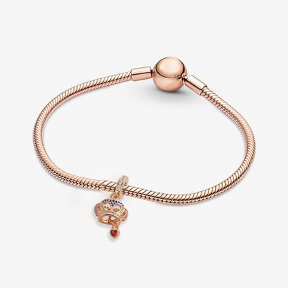 Bow Royal Crown Married Couple Wine Bottle Lock Key Arrow Heart Dangle Charm Bead for Pandora Bracelet … - style: Rose Gold Crown