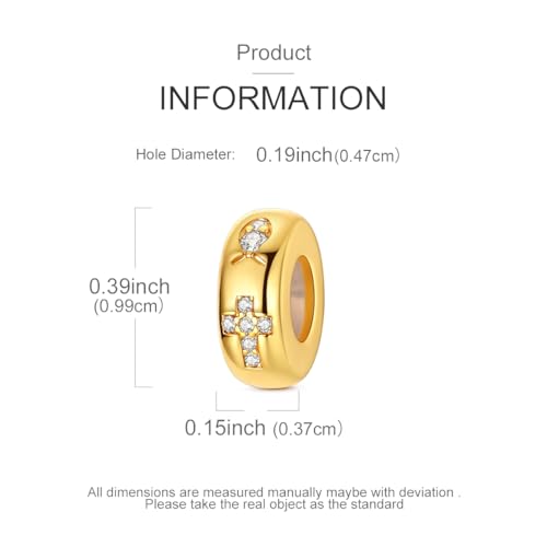 2pcs Stopper Spacer Beads for Pandora Bracelets, Sterling Silver Cross Ladybug Clip Spacer Charms For Bracelet DIY Jewelry Gift - color: Gold Cross