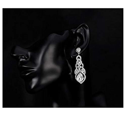 Cute Hollow Crystal Rhinestone Teardrop 8-Shaped Long Dangle Earrings for Women Fashion Strand Jewelry - style: Style06