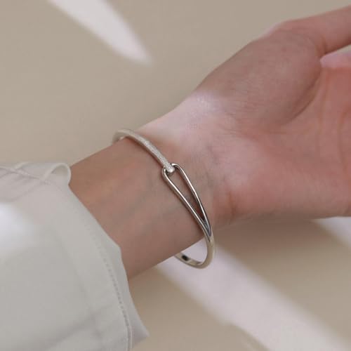 925 Sterling Silver Bangles For Women Handmade Silver Bangles Open Adjustable Bangle Bracelets For Women Silver Open Cuff Bracelets Stackable Wrap Bangles Festival Jewelry Gifts - color: Style 06